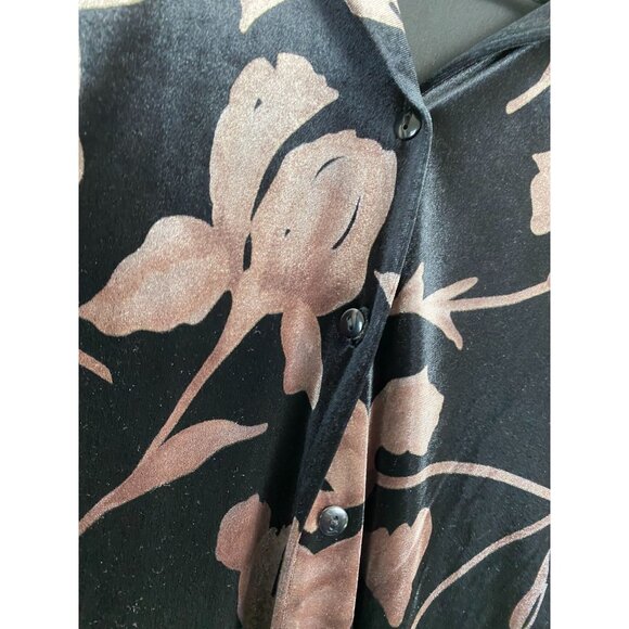 Vintage Joden Womens Velvet Floral Long Sleeve Button Up Top Size Medium Black - Picture 8 of 11